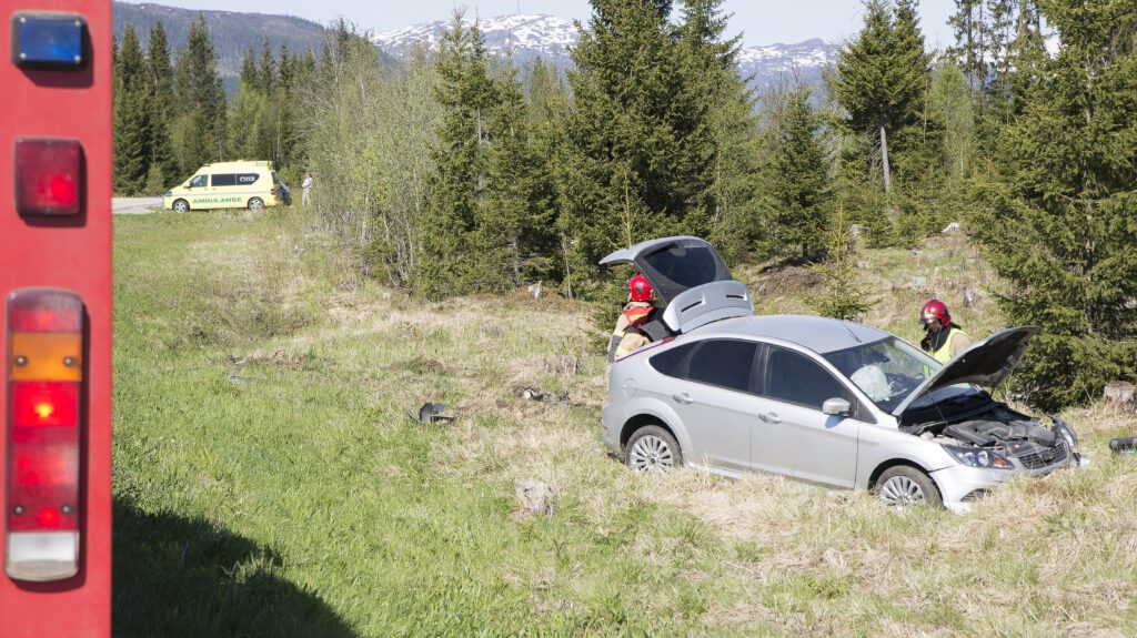 Bilen endte sin ferd i utmarka.