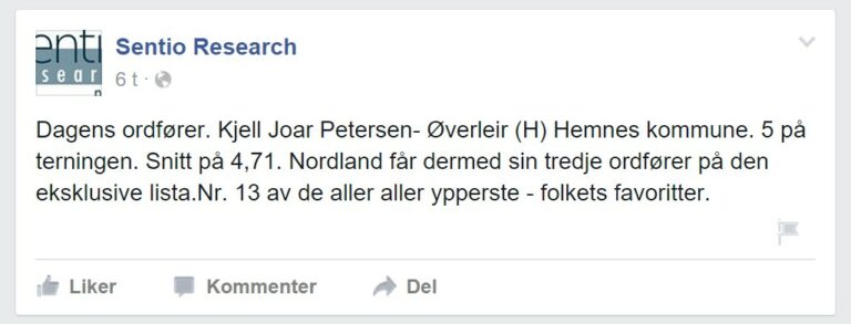 Ordfører Kjell Joar Petersen-Øverleir kommer på 13. plass av landets 428 ordførerer, når lokalbefolkningen rundt i landet deler ut karakter.