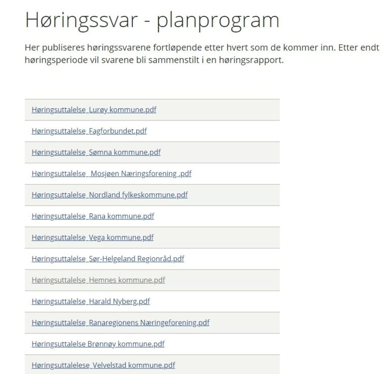 31 høringsuttalelser er registrert på Helgelandssykehusets hjemmesider.