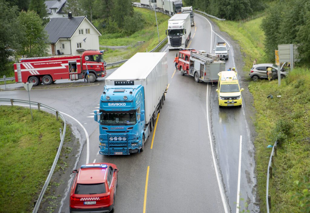 Krysset på E6 nærmest Korgfjelltunnelen i Korgen er svært uoversiktlig.|