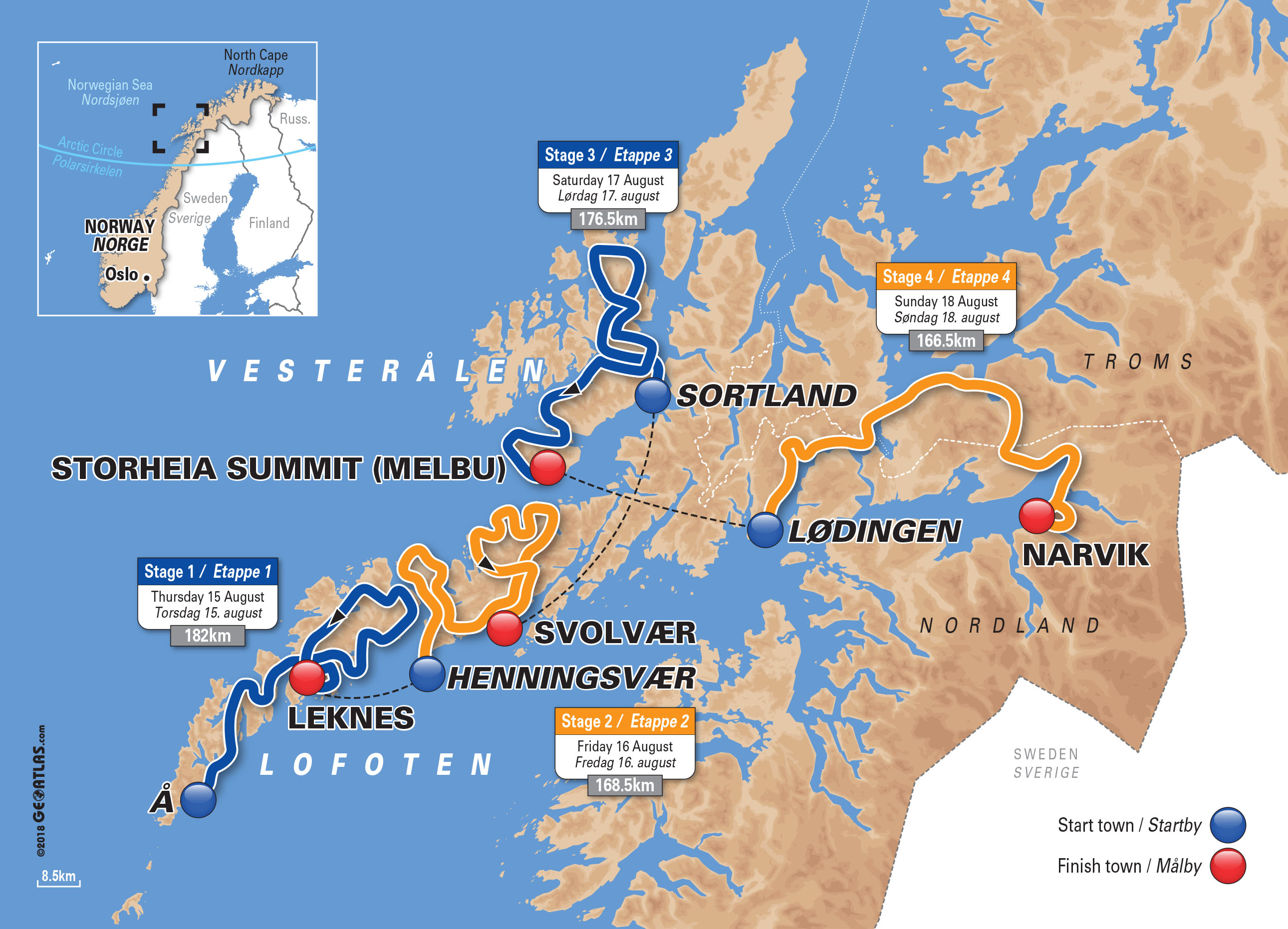 Etappene i 2019-versjonen av Arctic Race er nå klare.